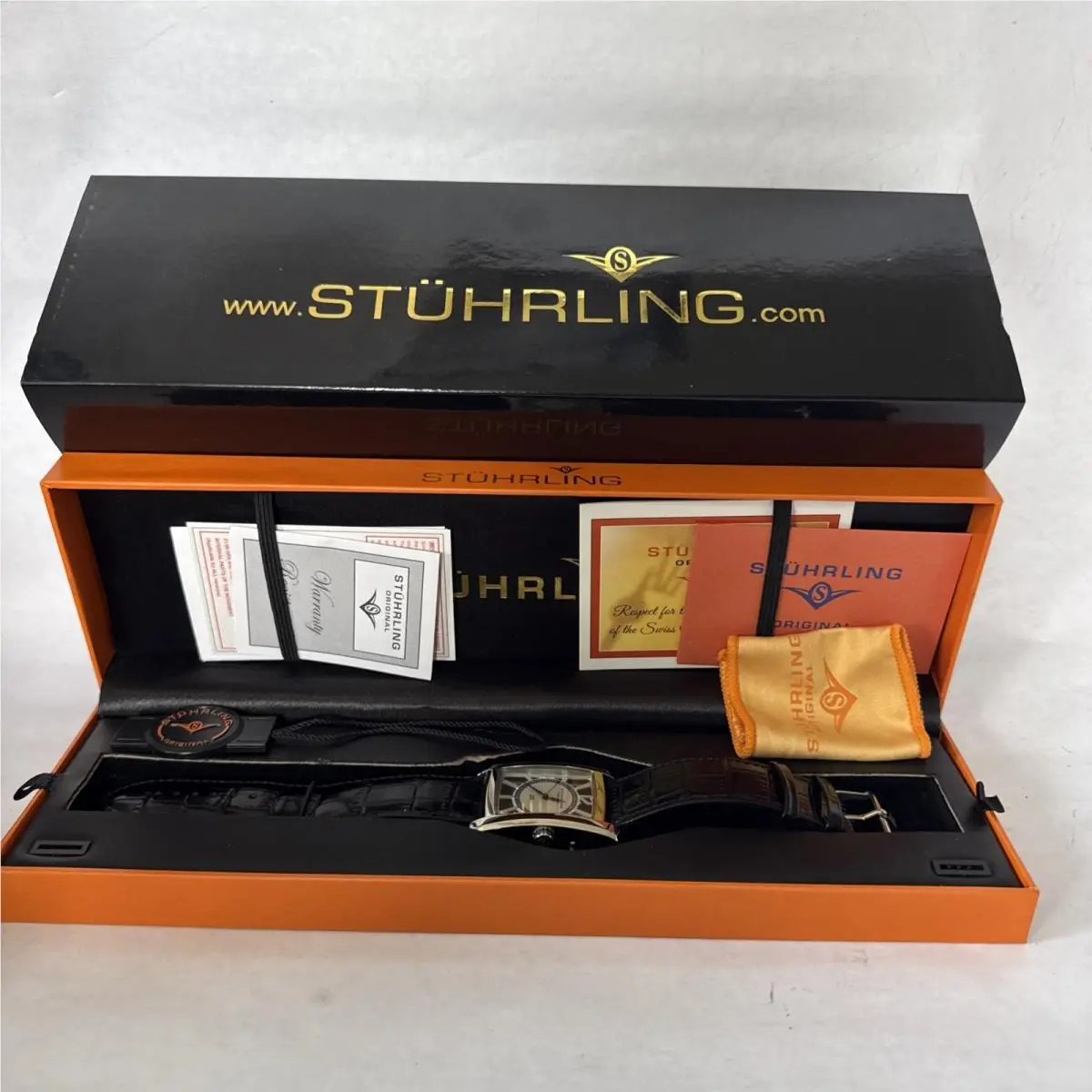 Stuhrling Skeleton Gatsby Men`s Wristwatch Paperwork