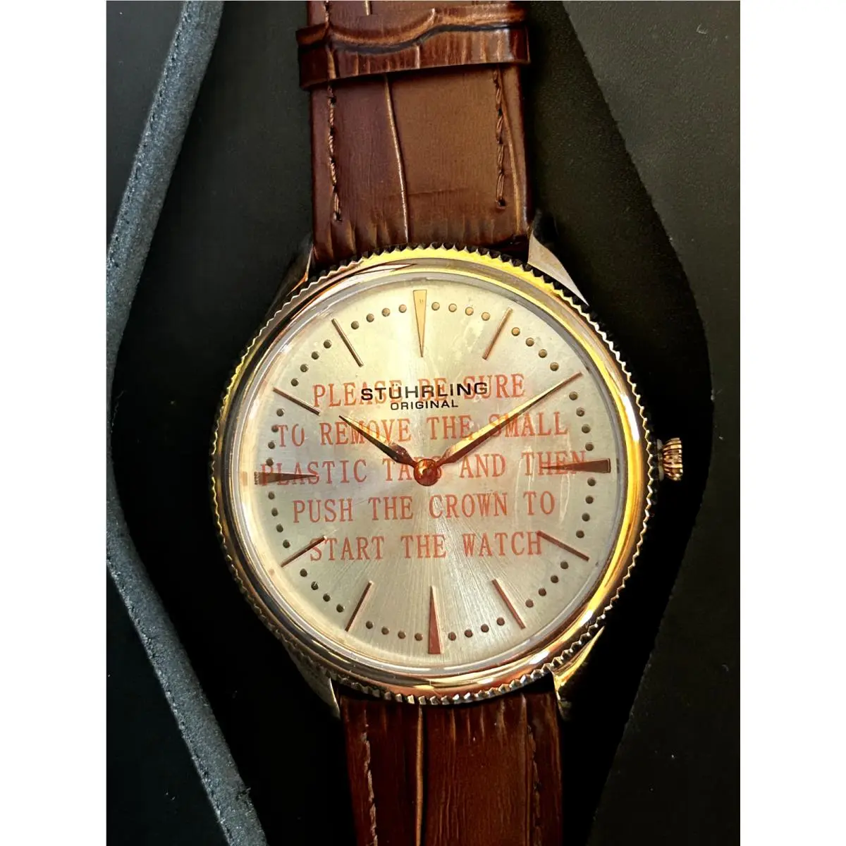 Mens Stuhrling Wrist Watch Alligator Leather Band by Stührling
