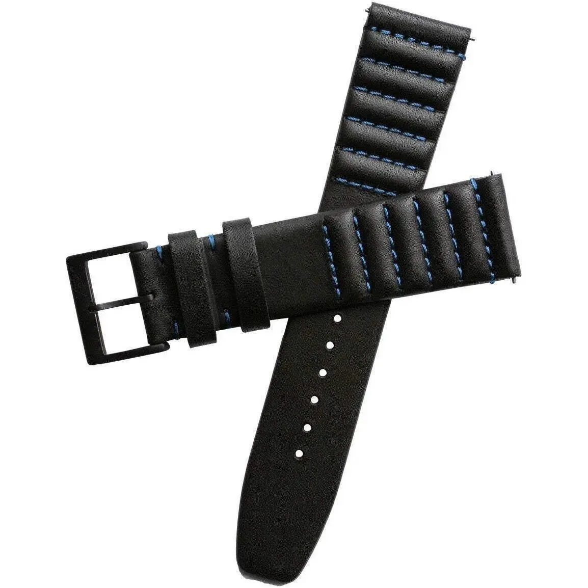 Xeric 22mm Ribbed Horween Leather Black/blue Strap