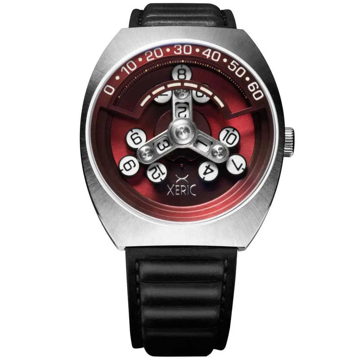 Scrambler Automatic Wandering Hour Black Oxblood Watch by Xeric