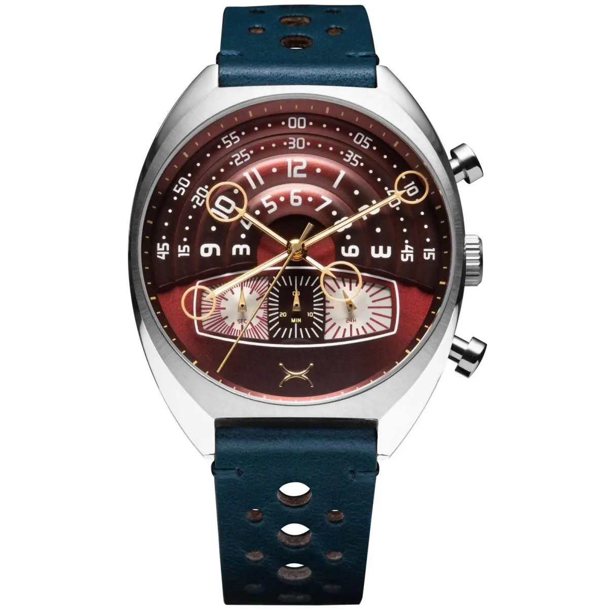 Halograph Iii Chrono Oxblood Blue Watch by Xeric