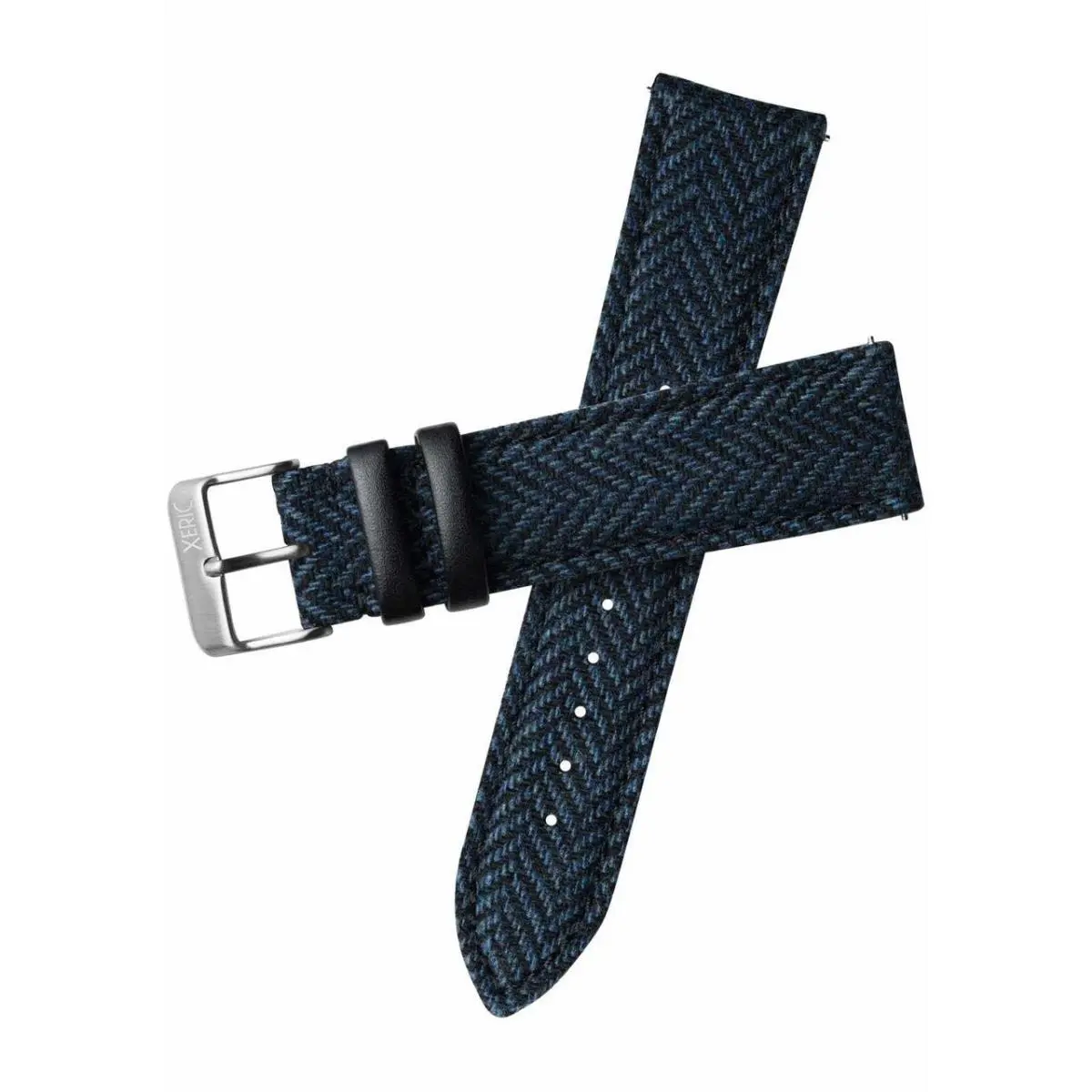 22mm Herringbone Tweed Blue Strap Silver Buckle by Xeric