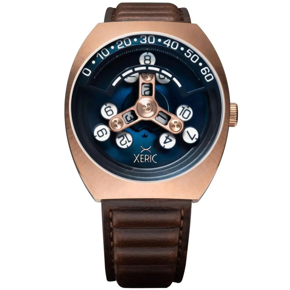 Scrambler Automatic Wandering Hour Rose Gold Ocean Watch by Xeric