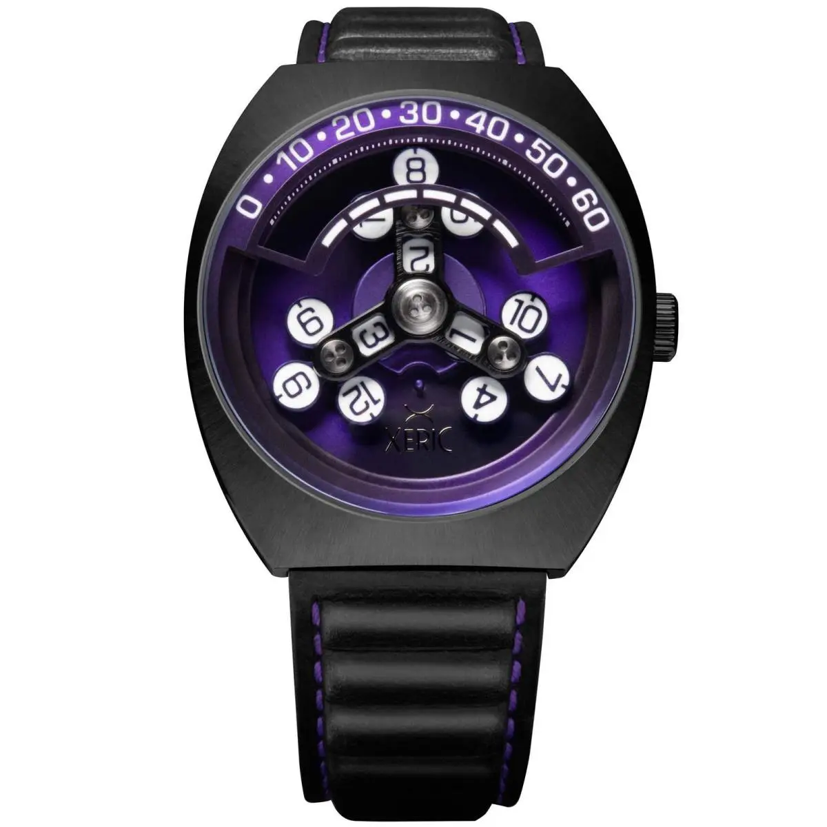 Scrambler Automatic Wandering Hour Gunmetal Purple Watch by Xeric