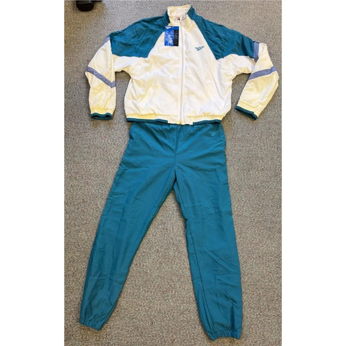 Vintage 90s Reebok Tennis Track Suit Colorblock Pants Jacket Medium Nos