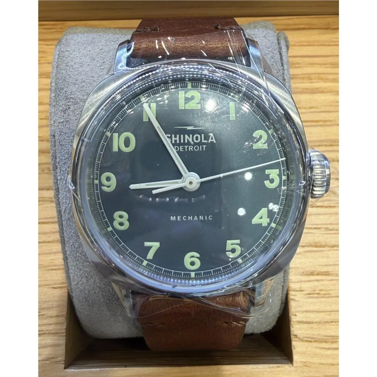 Shinola Mechanic 39mm Blue Dial Brown Leather Band Watch S0120273243