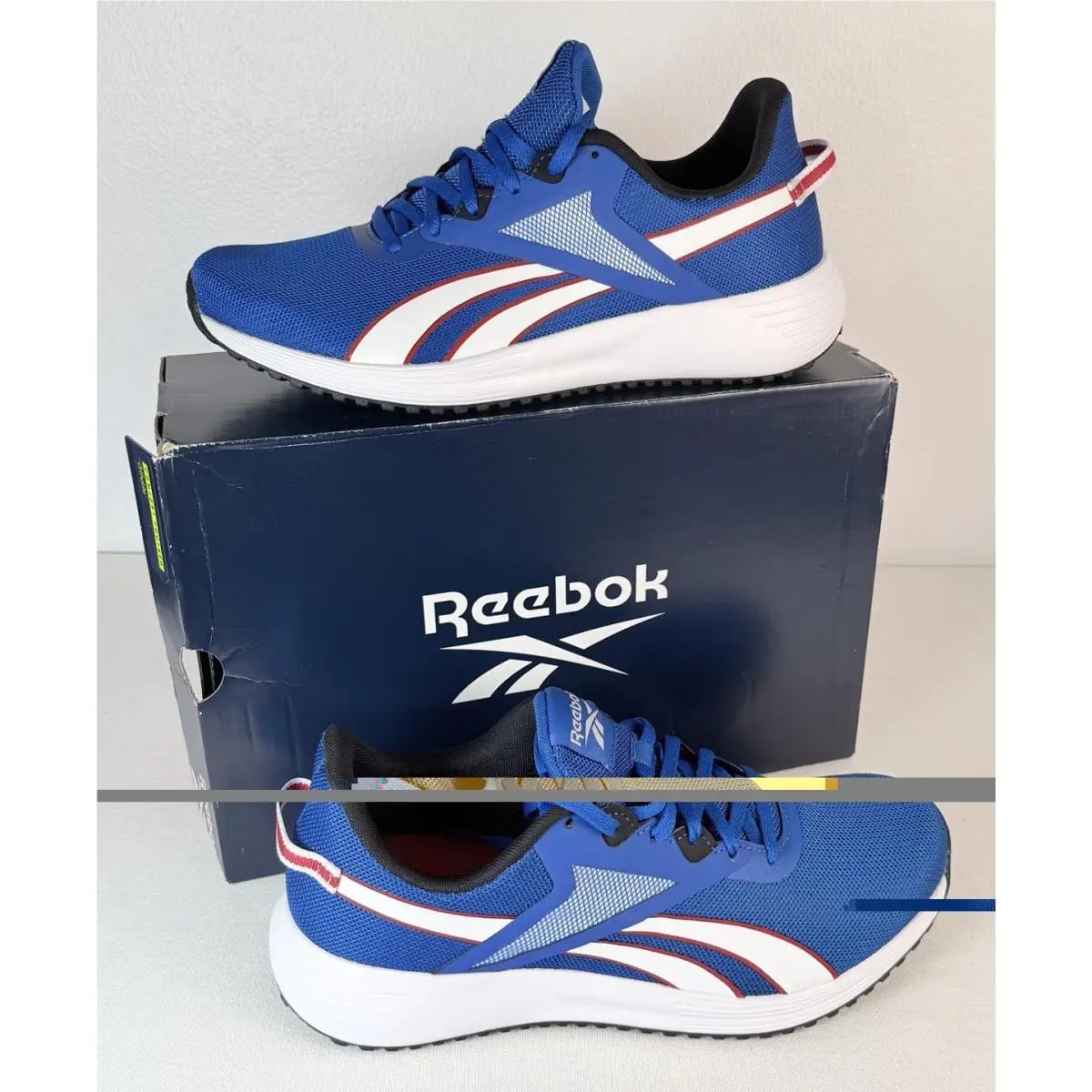 Reebok Men`s Lite Plus 3 Running Shoes Vector Blue/ Vector Red GY3965 Size 9