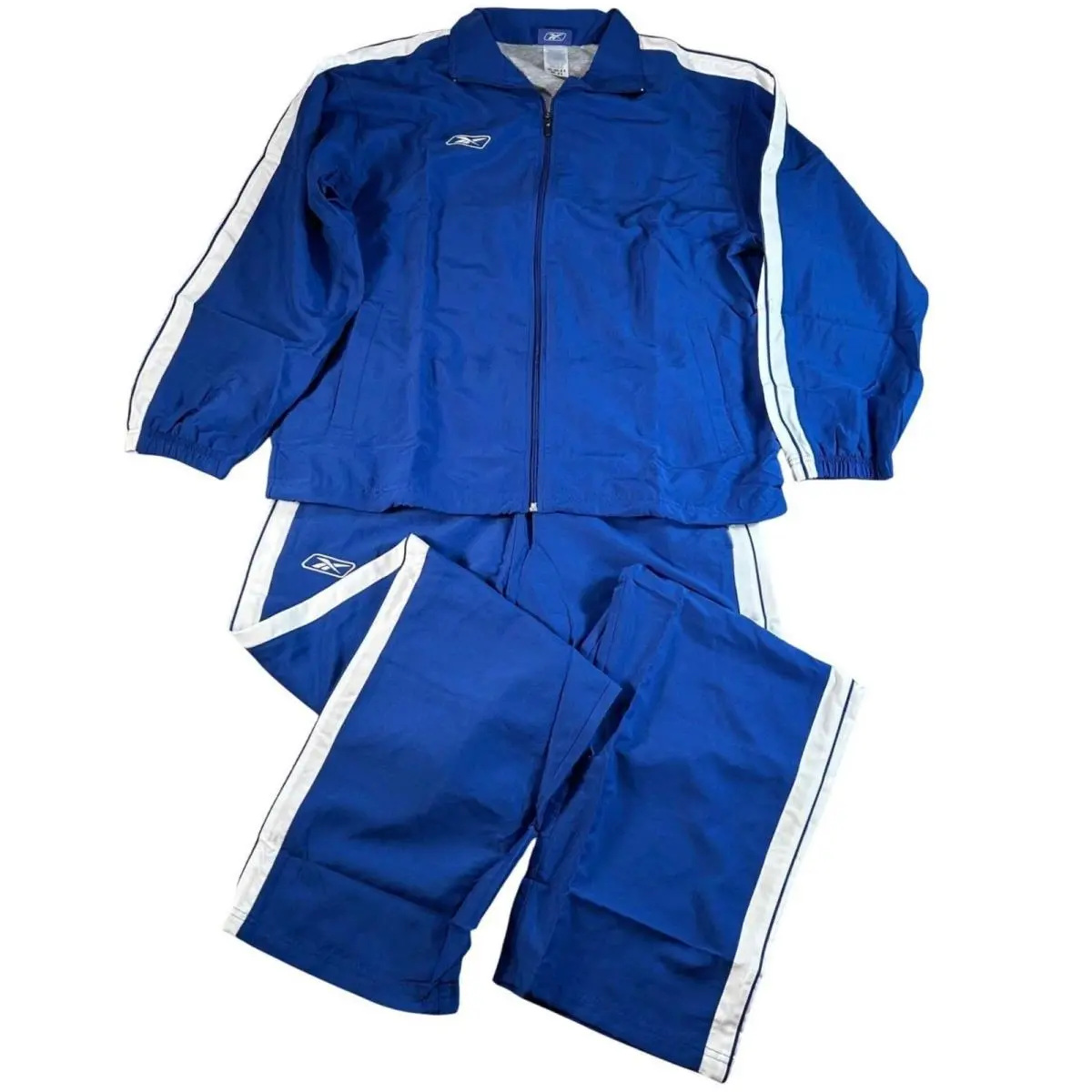 Reebok Y2K Vtg Mens Large L Tracksuit Royal Blue Full Zip Jacket Pants Set