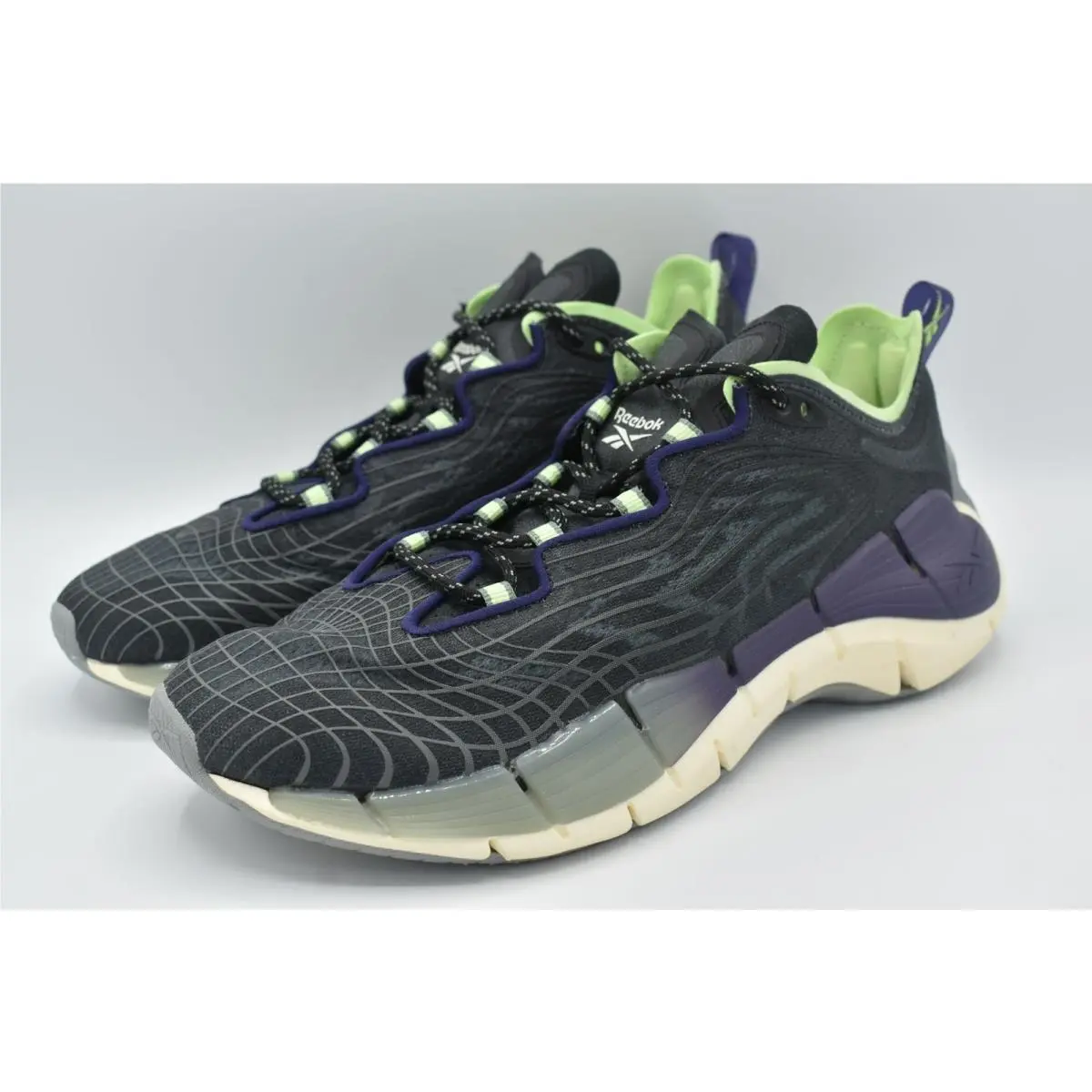 Reebok Womens Size 9 Zig Kinetica II Black Purple Mint Running Sneakers Shoes