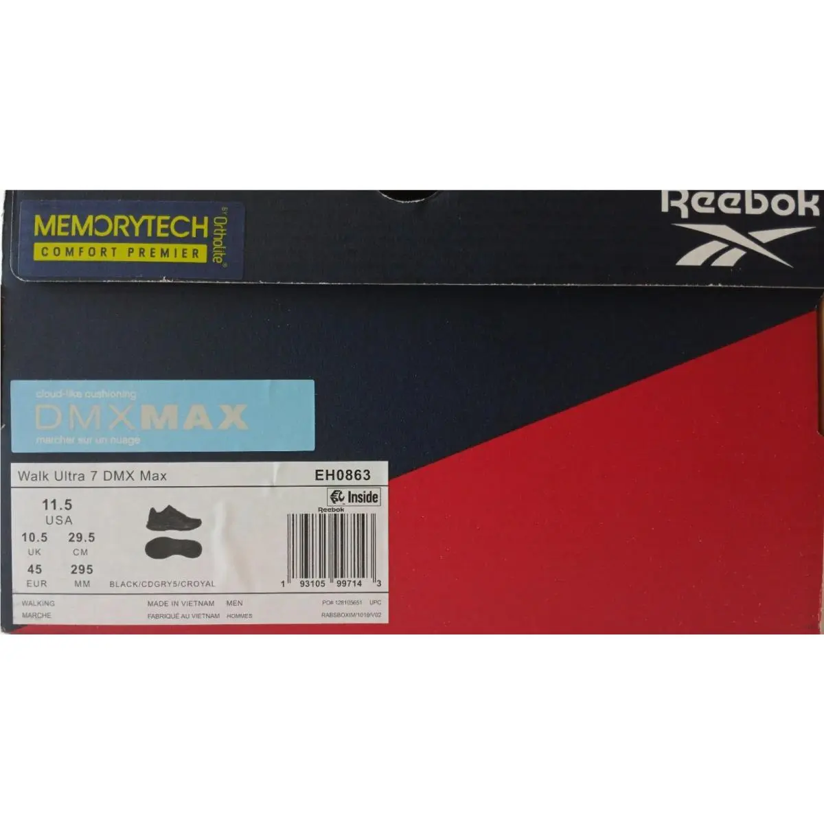Reebok shoes - Reebok Walk Ultra - Walk Ultra - EH0863 - Black, Manufacturer: Black / Cold Grey / Collegiate Royal (UPC: 193105997143) 7