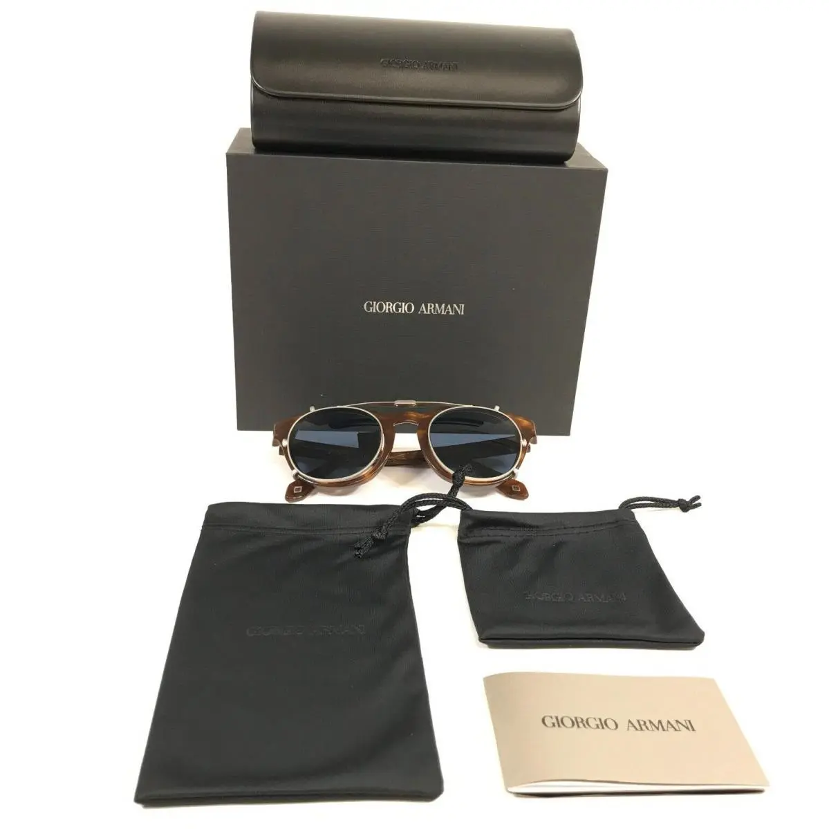 Giorgio Armani Sunglasses AR8190-U 5988/1W Red Havana Frames with Blue Clip-ons