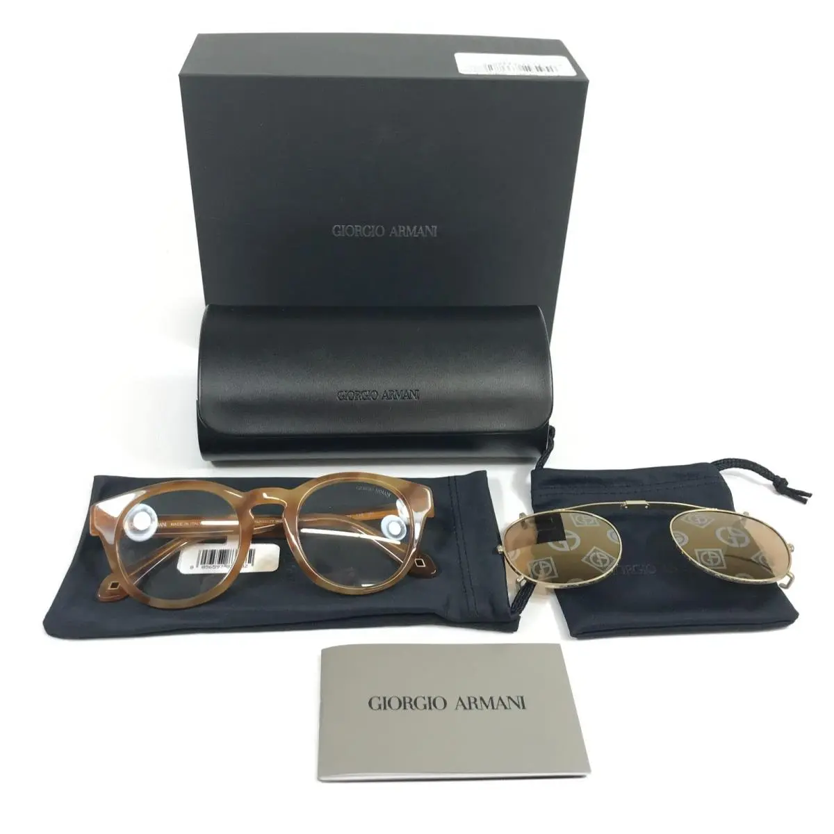Giorgio Armani Eyeglasses Frame AR8190-U 5979/1W Honey Havana w/ Clip Ons 48 mm