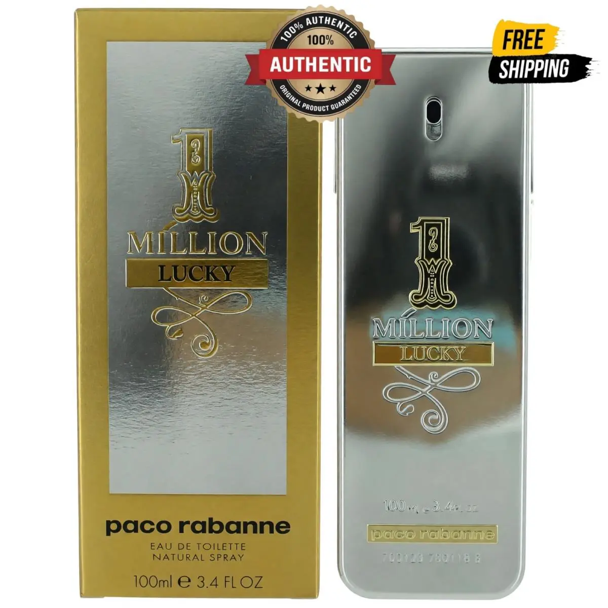 1 Million Lucky  3.4 oz Edt Spray For Men by Paco Rabanne