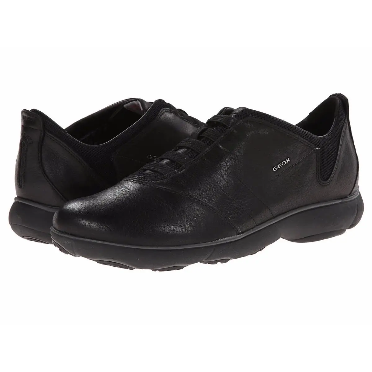 Geox U Nebula B Black Leather Comfortable Breathable Slip On Walking Shoe
