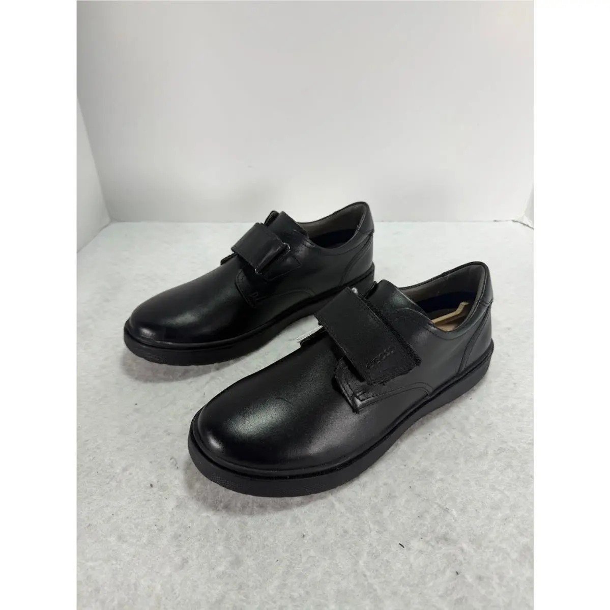 Geox Respira Leather School Shoes Hook Loop Black EU 41 Mens 8
