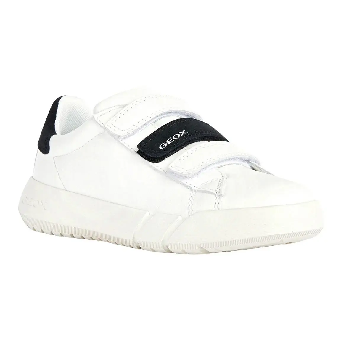 Geox Hyroo Boy Sneaker in White/black J35GWB-085BC-C0404 Size 4 Mfrp