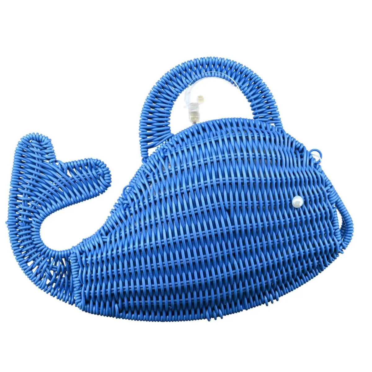 Tommy Bahama Fish Straw Purse Wicker Whale Crossbody Clutch Navy Resort Bag