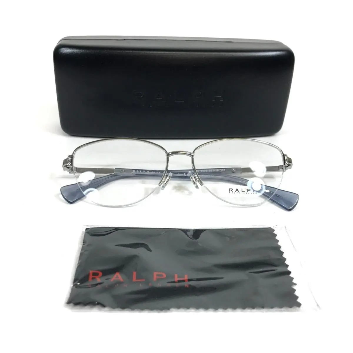 Ralph Lauren Eyeglasses Frame RA6059 9003 Silver Blue Cat Eye Half Rim 56-16-145