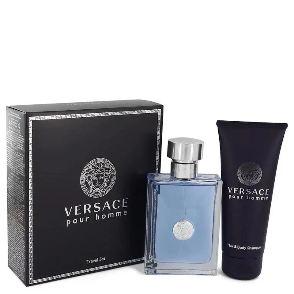 Pour Homme Eau De Toilette 3.4 Oz/100 ml Shampoo 2 Pcs Giftset For Men by Versace