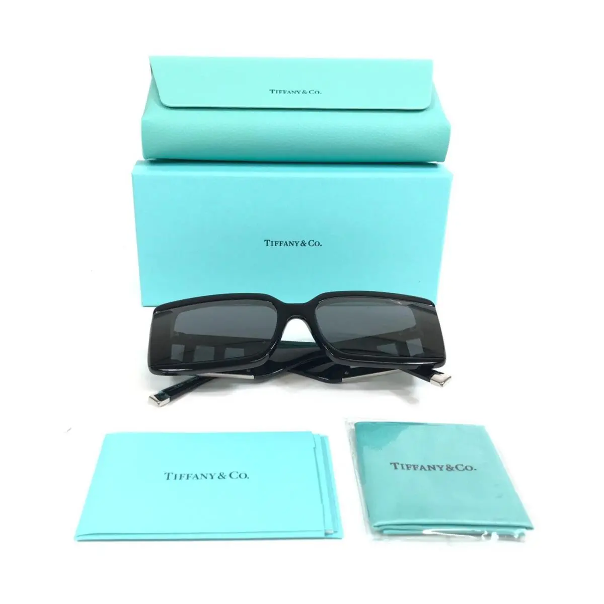 Tiffany Co. Sunglasses TF4197 8430/6G Black Rectangle Frames Grey Mirror Black by Tiffany & Co.