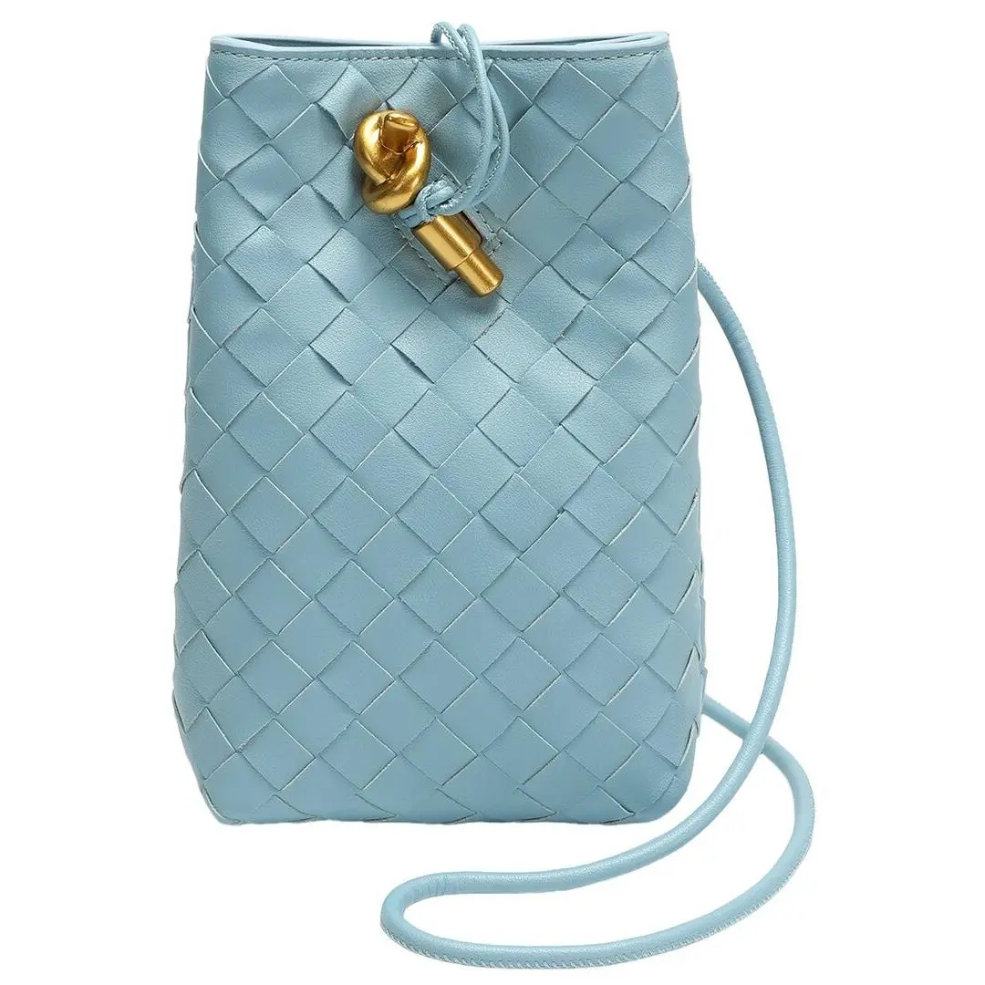 Tiffany Fred Paris Handwoven Leather Mini Bucket Bag Women`s Blue by Tiffany & Co.