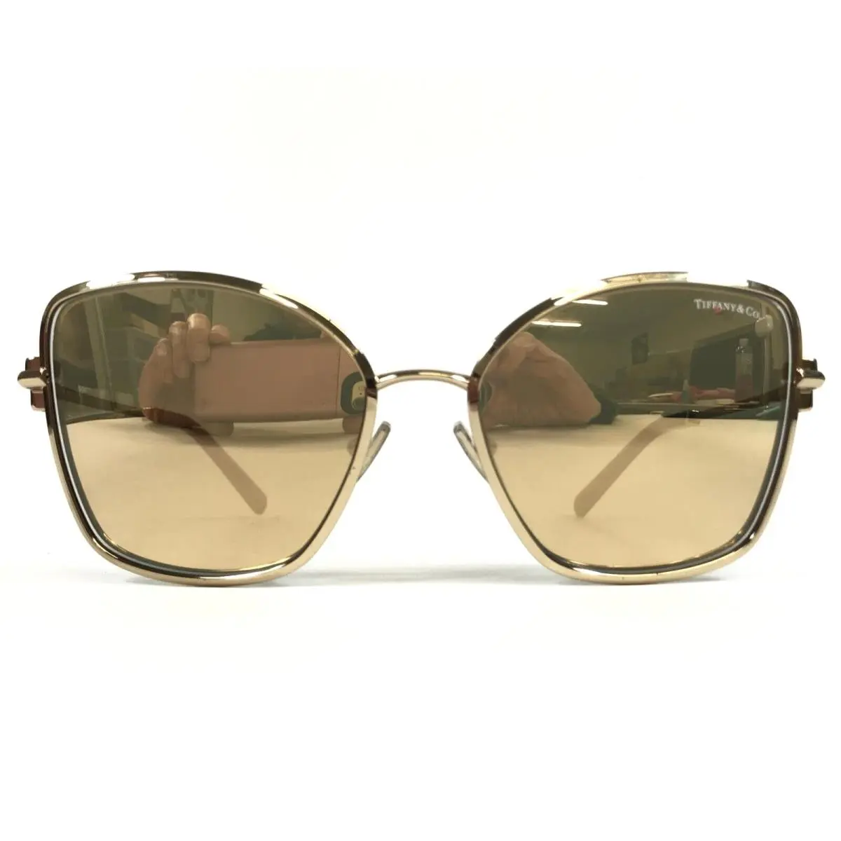 Tiffany Co. Sunglasses TF3102-B 6149/03 Pale Gold Crystal Frames w Mirror Gold by Tiffany & Co.