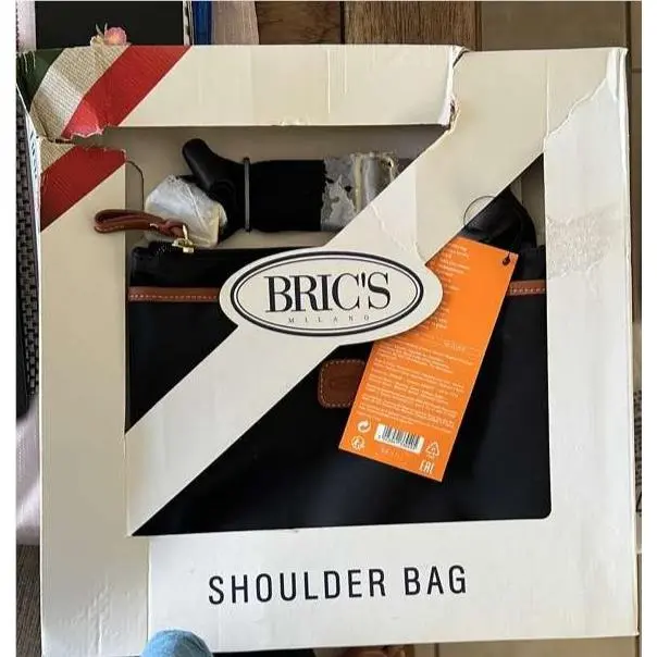 Bric`s Bric`s Milano Women`s Nylon Shoulder Bag Black with Leather Trim