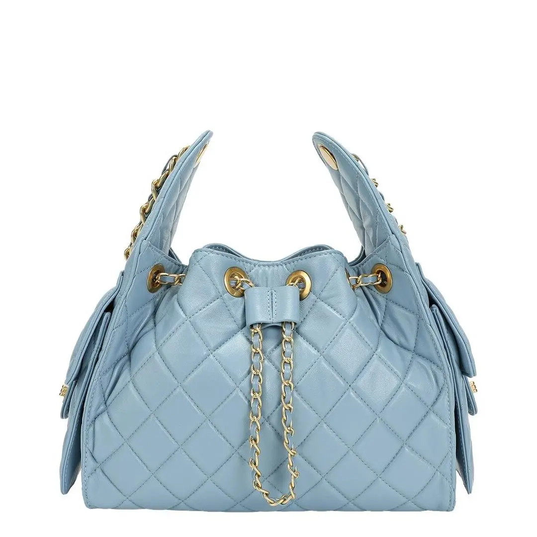 Tiffany Fred Paris Quilted Leather Shoulder Bag Women`s Blue by Tiffany & Co.