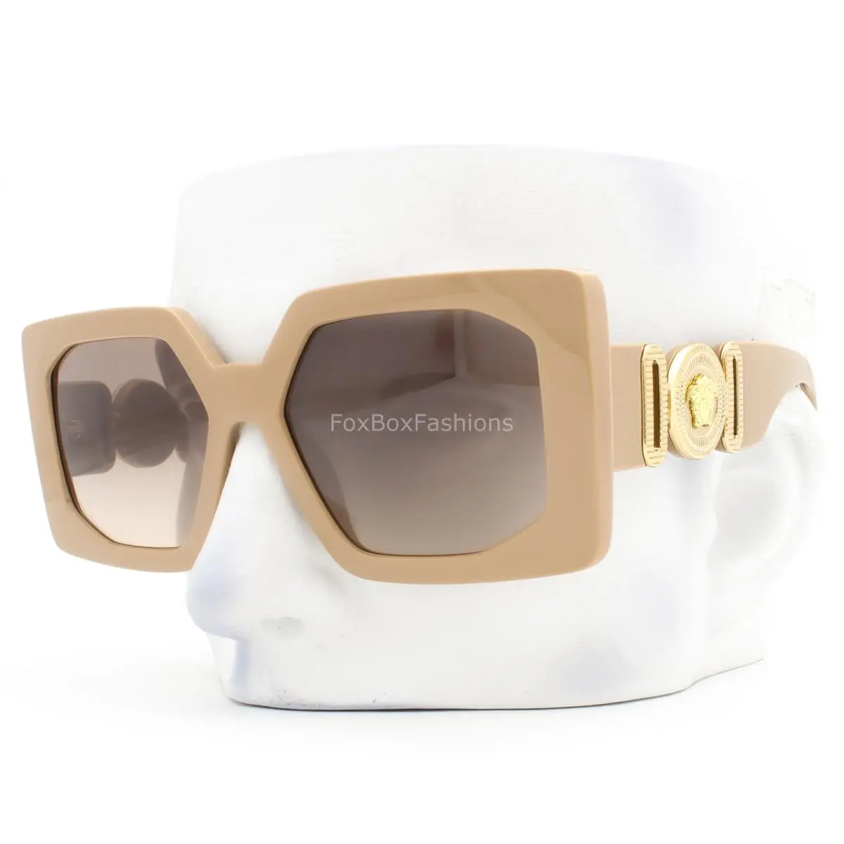 Sunglasses Polished Beige Brown Gray Mirror VE 4478-U 5499/61 with Case by Versace