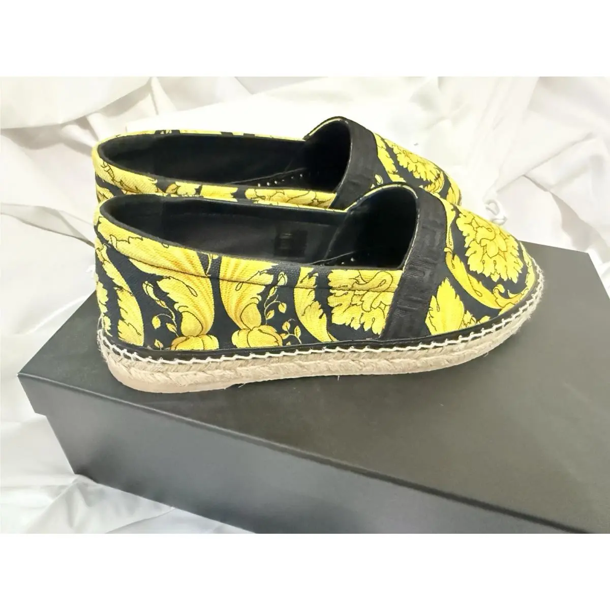 Versace Tessuto Women St. Barocco Heritage Black Espadrilles SZ 38/8