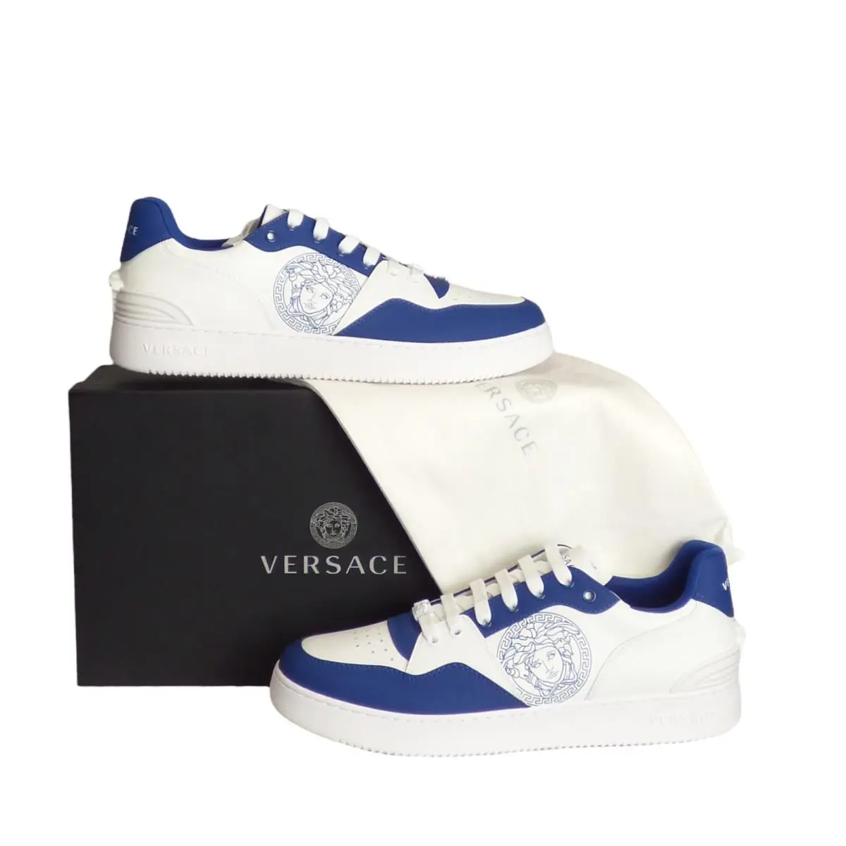 VERSACE-2023 White Blue Vitello Sneakers Size 45