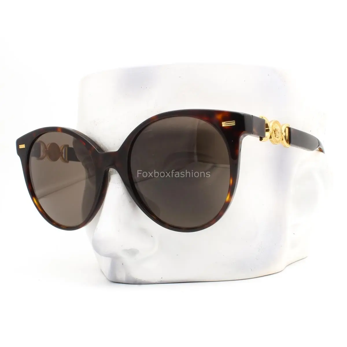 Versace VE 4442 108/3 Sunglasses Polished Brown Havana Gold Medusa Logo W/case