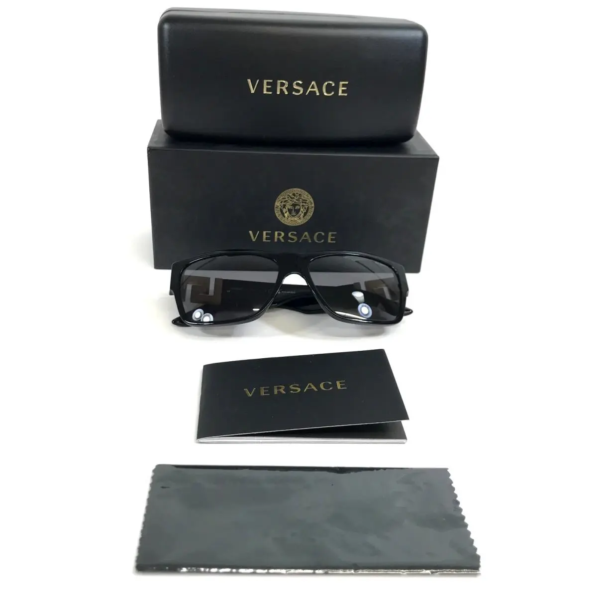 Sunglasses MOD.4296 GB1/81 Shiny Black Square Frames w/ Dark Grey Lenses by Versace