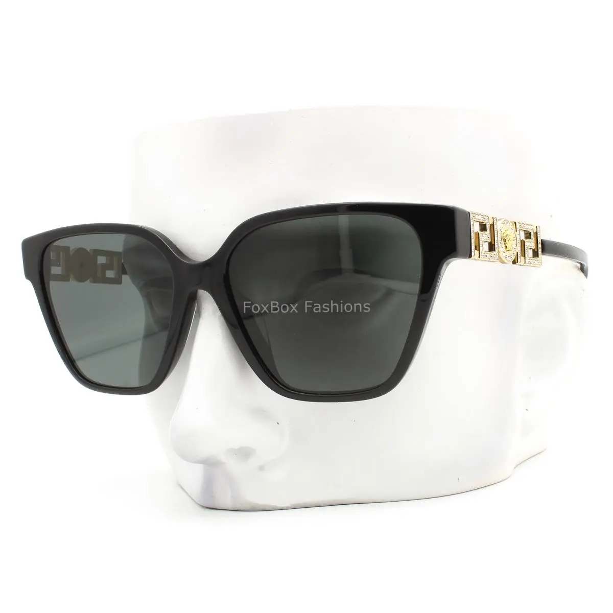 Sunglasses Shiny Black Gold Medusa Logo Crystals VE4471BF GB1/87 W/case by Versace