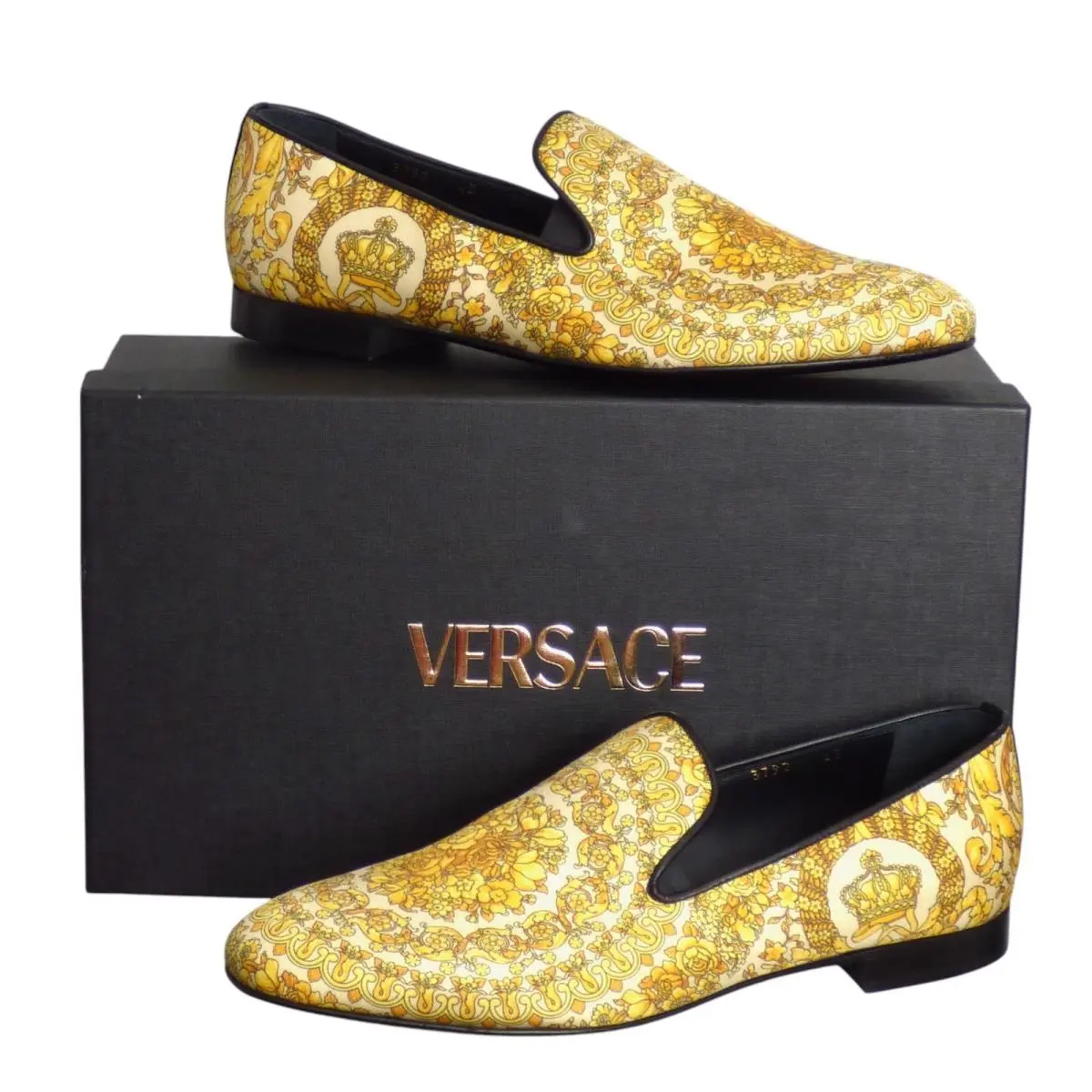Baroque Silk Twill Slippers Size 42 by Versace