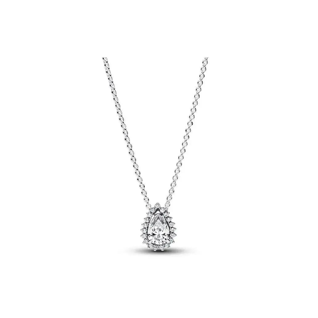 Pandora Sparkling Pear Halo Collier Necklace-392832C01-45