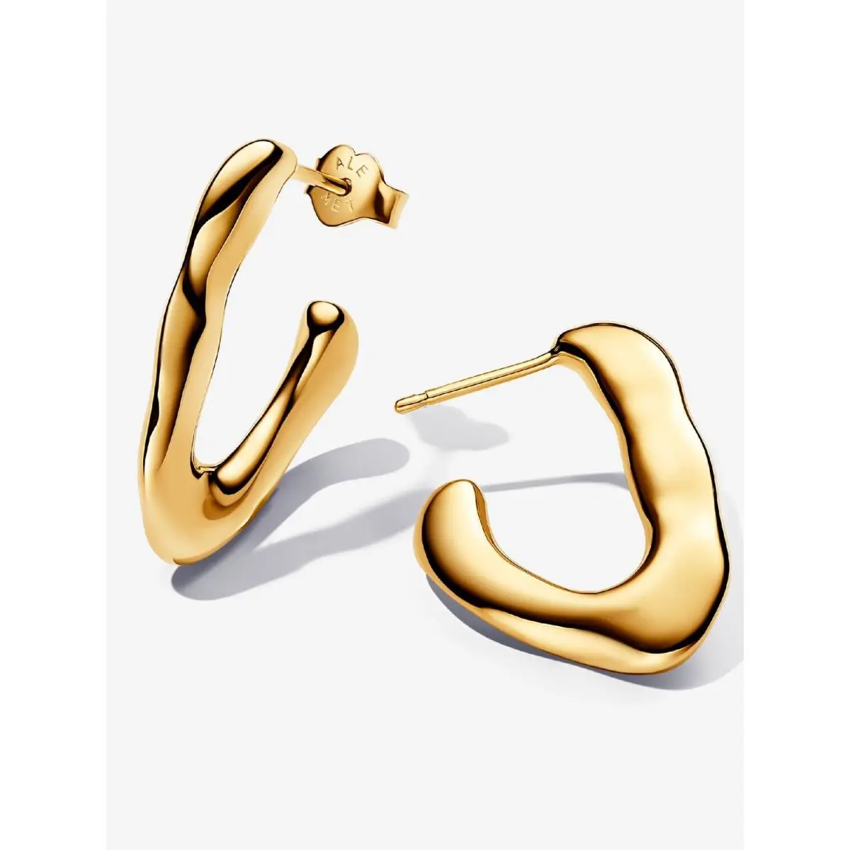 Pandora Organically V-shaped Open Hoop Earrings 14k Gold-plated -263290C00