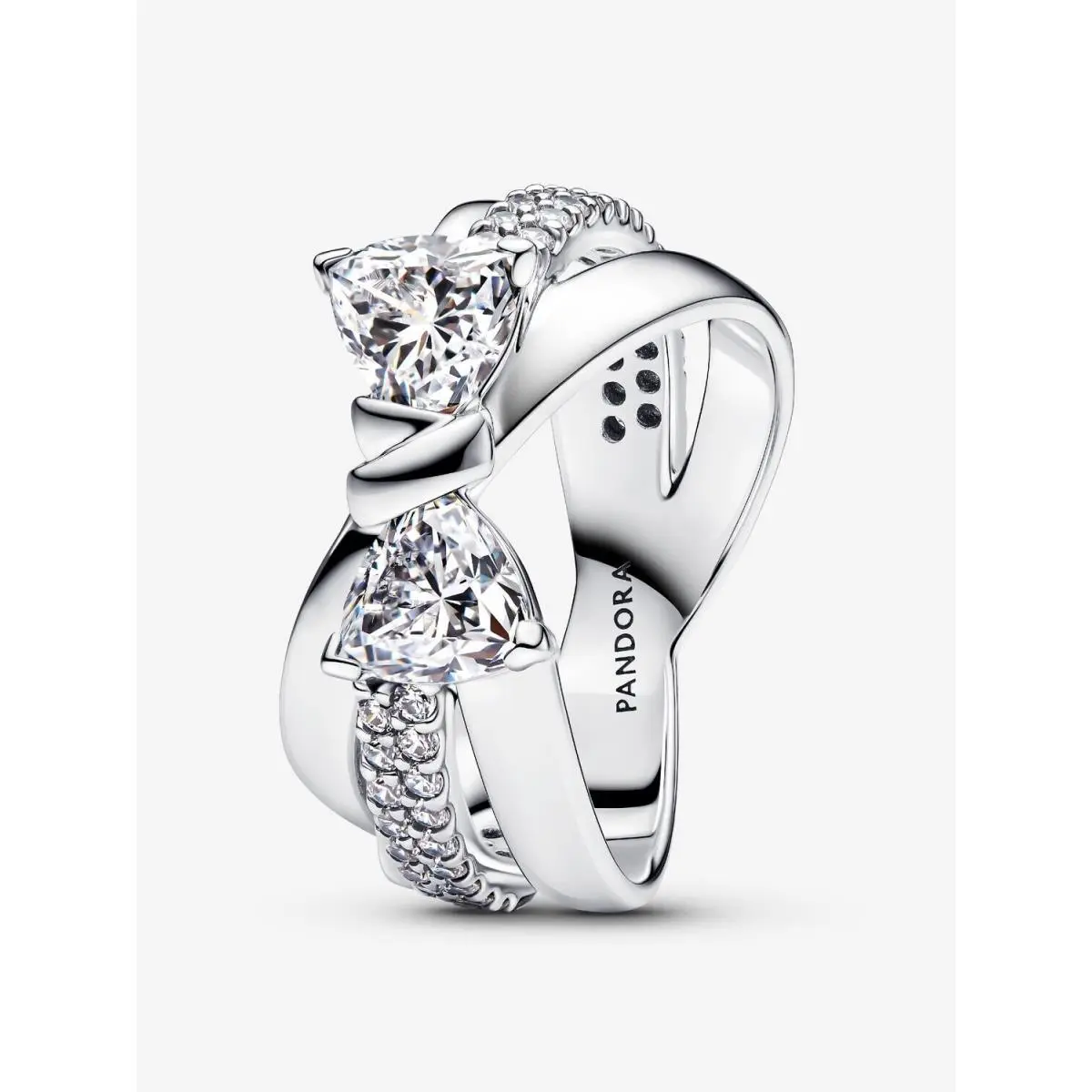 Sparkling Bow Crossover Ring-193553C01 with Gift Box by Pandora