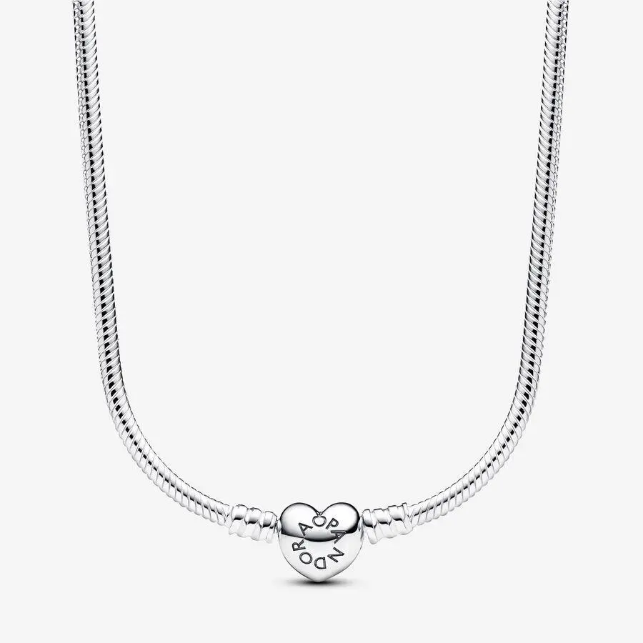 Pandora Moments Heart Clasp Snake Chain Necklace- 393091C00-45
