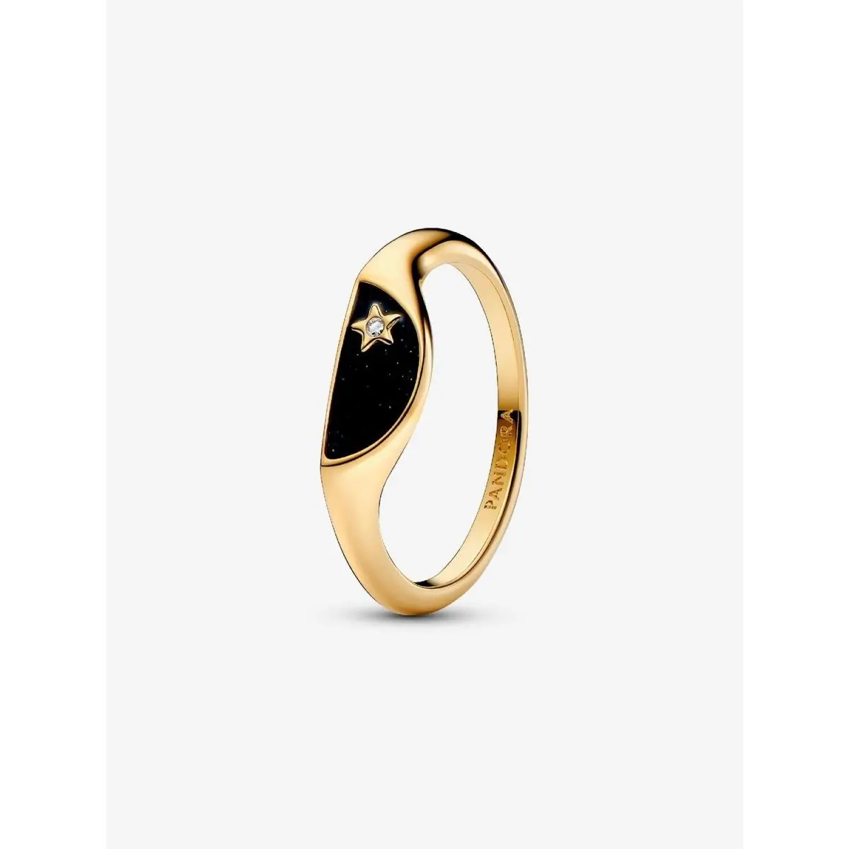 ME Halved Enamel Signet Ring Gold Plated-163325C01 with Gift Box by Pandora