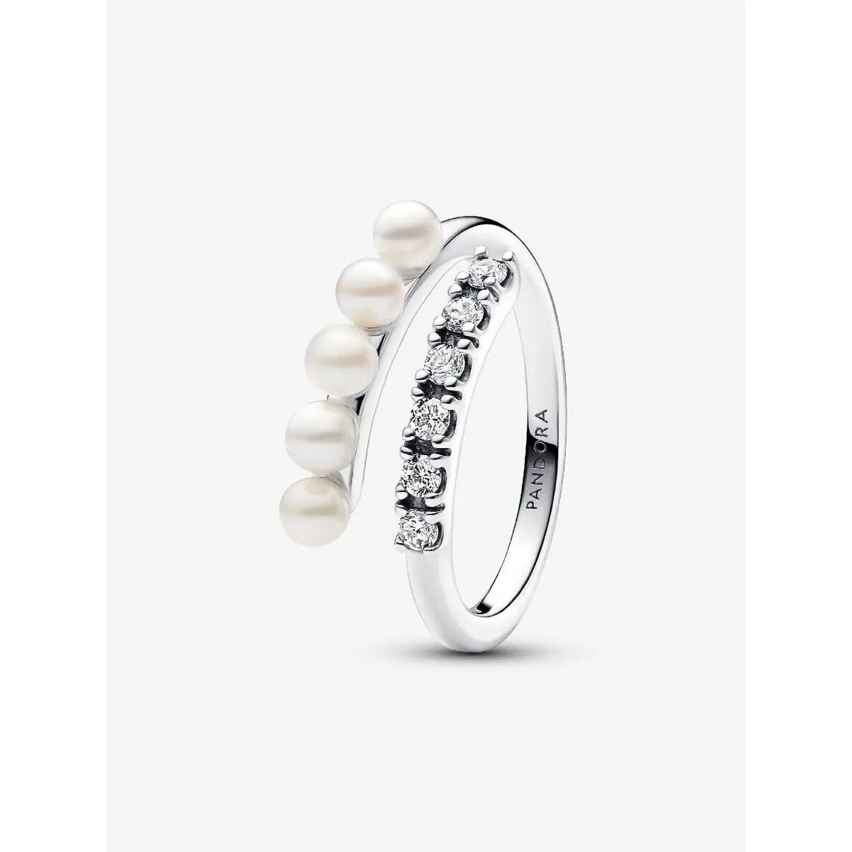 Freshwater Cultured Pearls Pavé Open Ring-193145C01 with Gift Box by Pandora