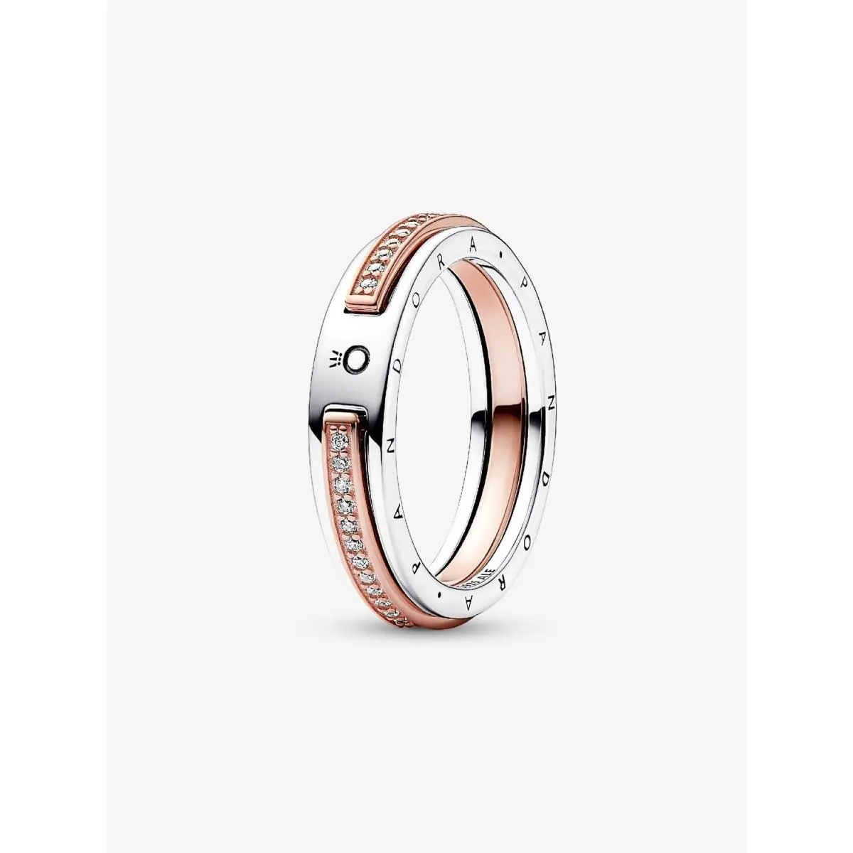 Signature Two-tone Logo Pavé Ring-182773C01 with Gift Box by Pandora