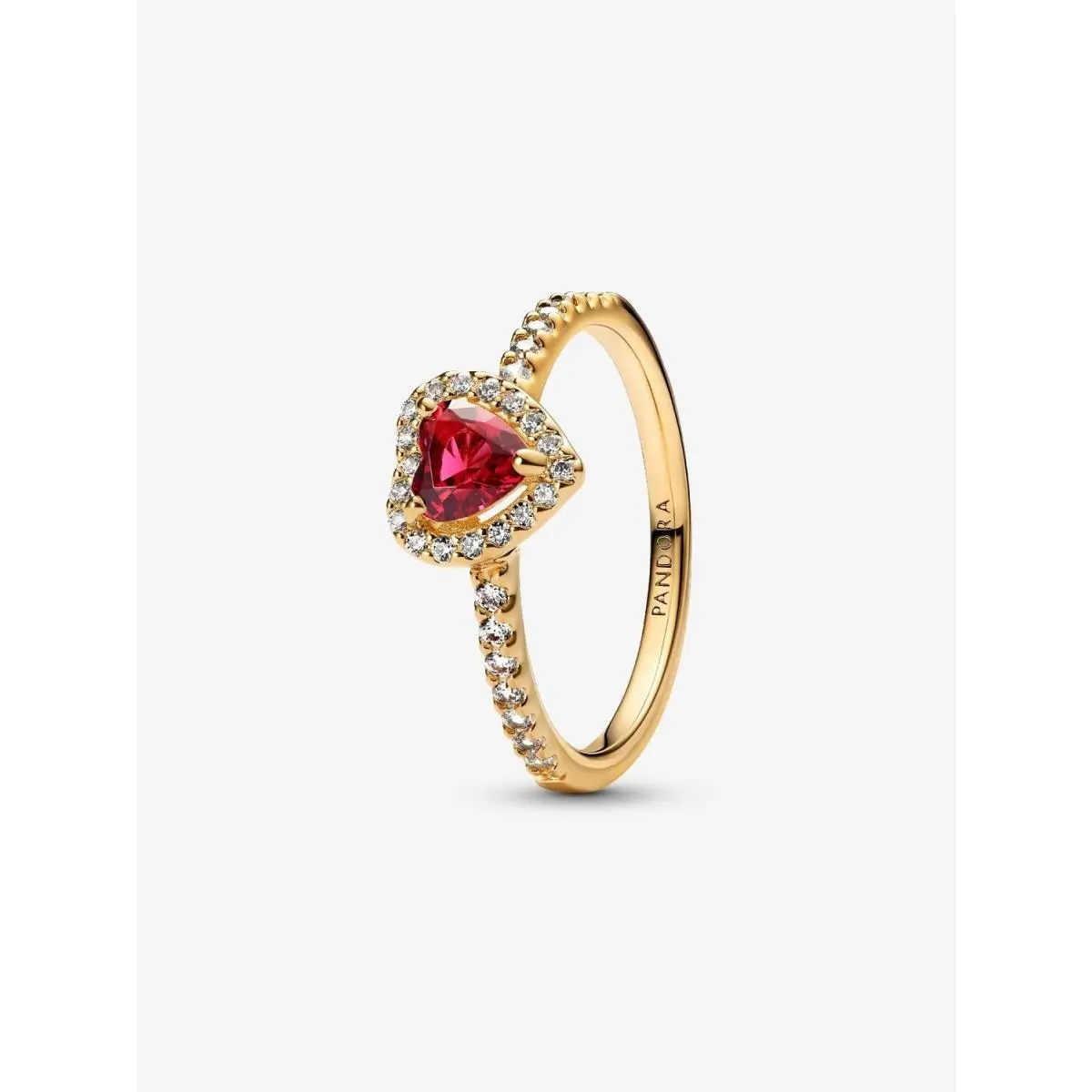 Elevated Heart Ring-168421C01 168421C02 Gold Plated + Red Heart - 168421C02 by Pandora