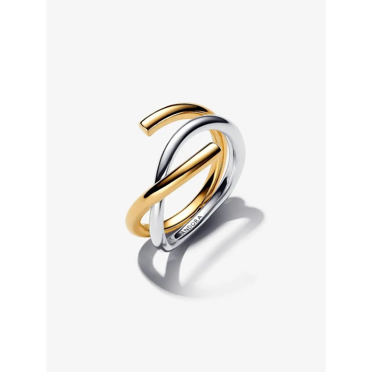 Organically Shaped Two-tone Double Ring-163889C00 by Pandora