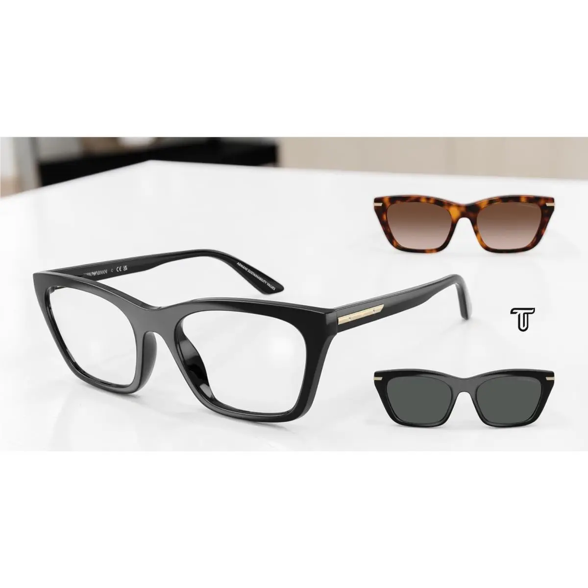 EA4274BU 50171W Shiny Black Clear 55 mm Women`s Sunglasses by Emporio Armani