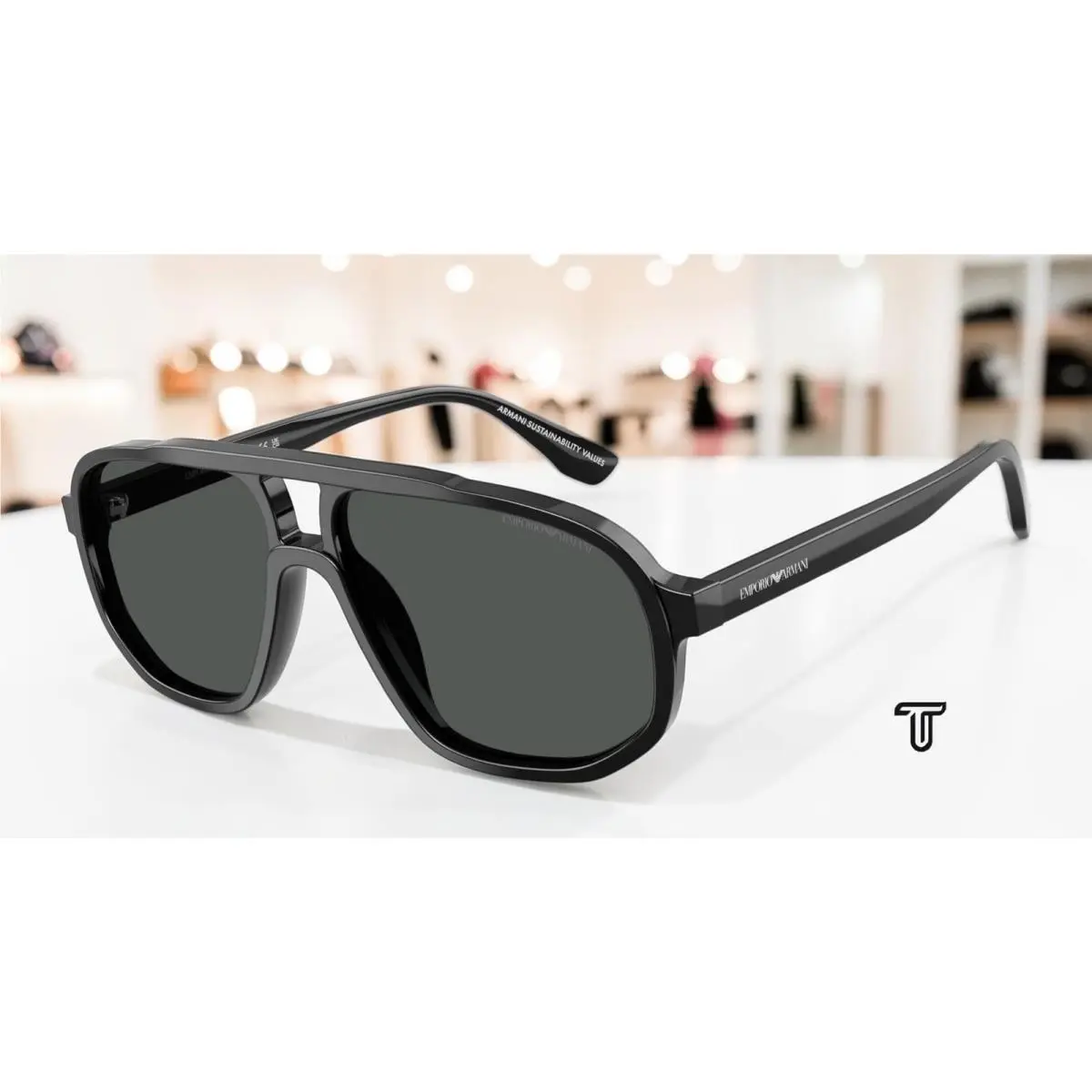 EA4263U 501787 Shiny Black Dark Grey 57 mm Men`s Sunglasses by Emporio Armani