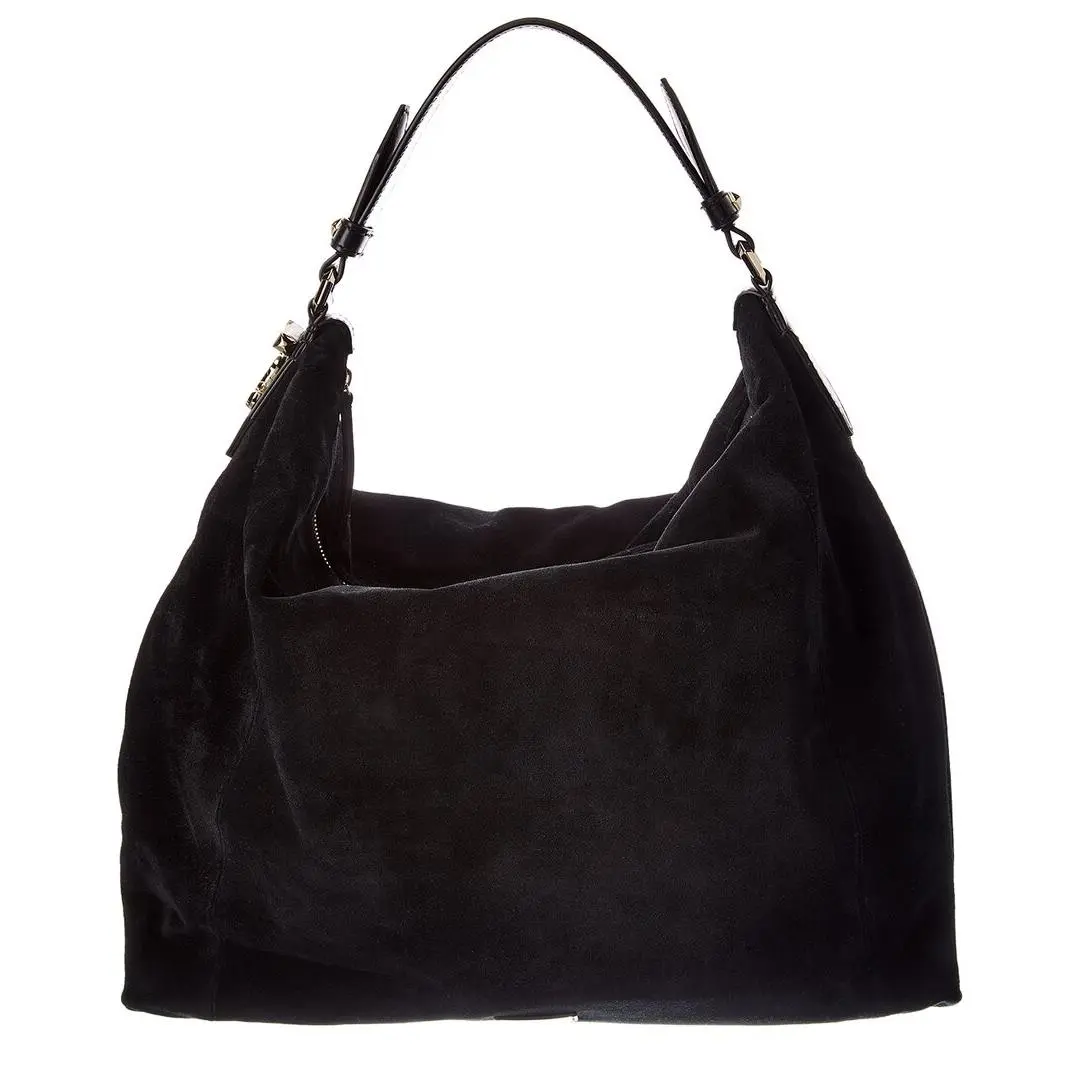 Jimmy Choo Ana Small Suede Leather Hobo Bag Women`s Black