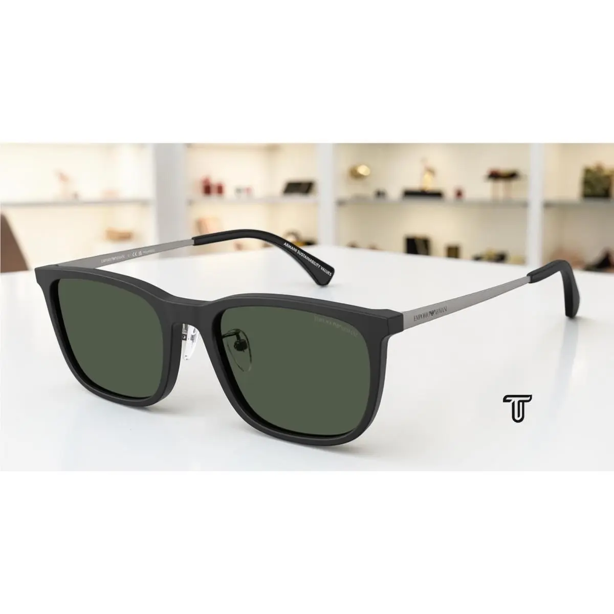 EA4275D 50019A Matte Black Green Polarized 56 mm Men`s Sunglasses by Emporio Armani