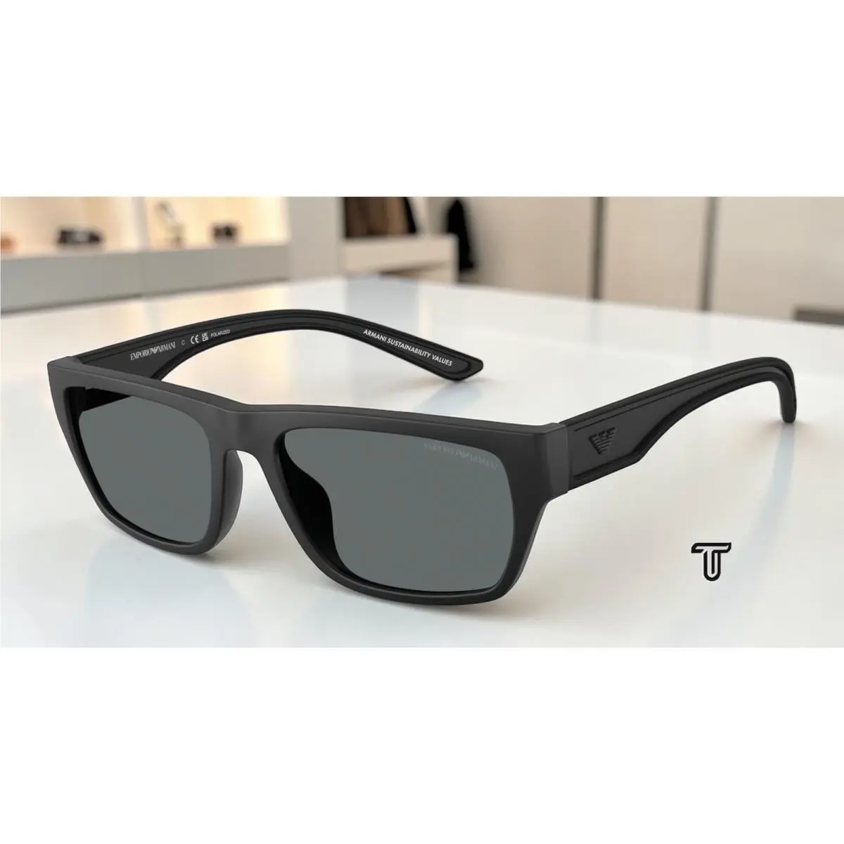 EA4267U 500181 Rubber Mt Black Grey Polarized 57mm Men Sunglasses by Emporio Armani