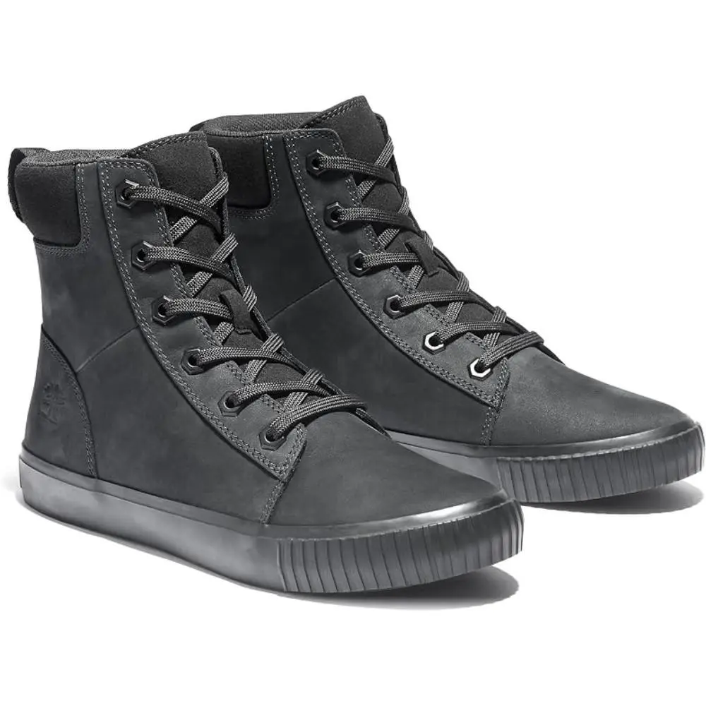 Timberland Skyla Bay Logo Sneakers Womens 6 Black Nubuck High Top Shoes HAM820